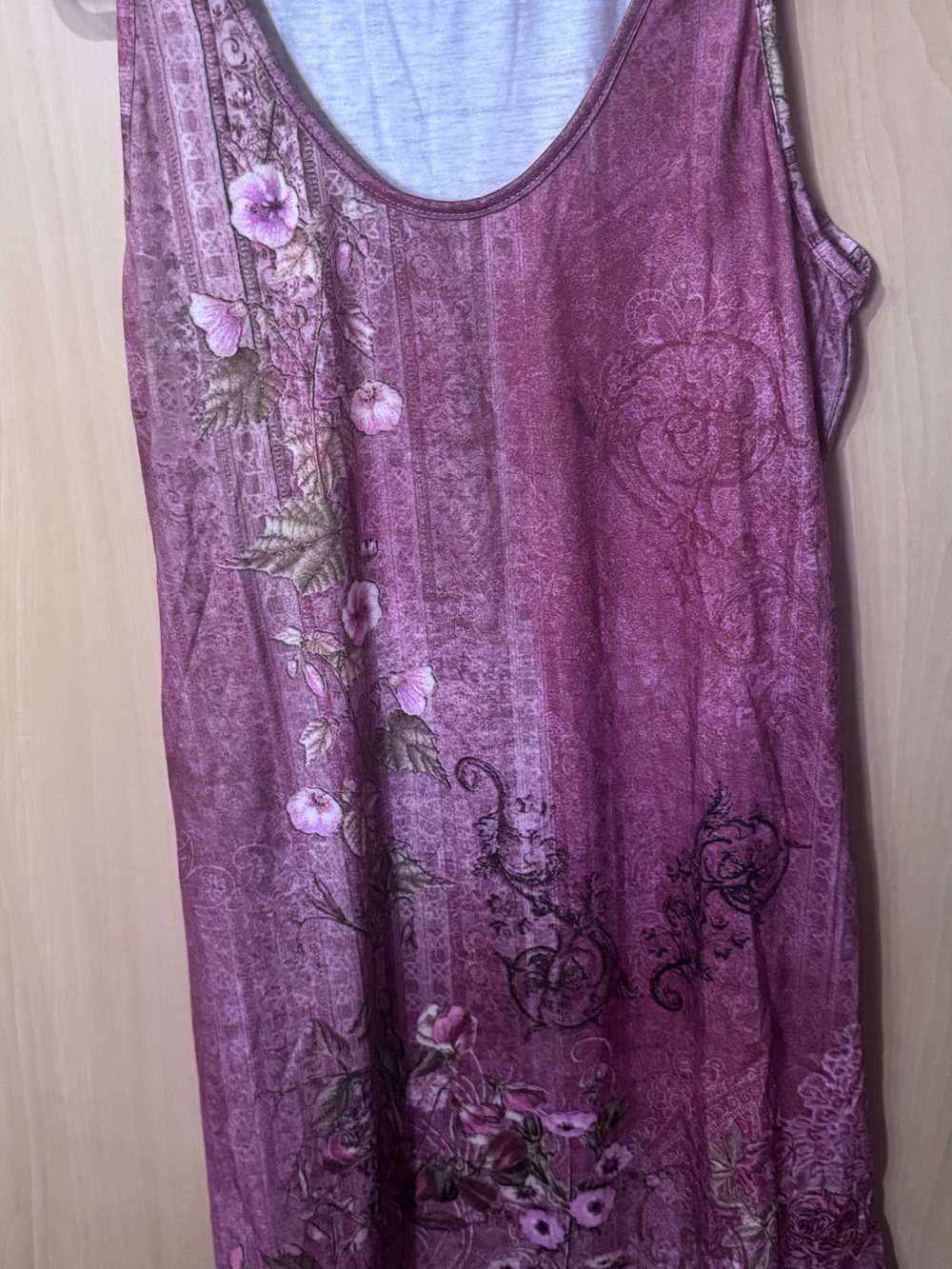Sleeveless Floral Scoop Neck Tank Top - Dusty Rose